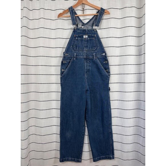 Calvin Klein Denim Overalls Size L Vintage 90s Y2K Utility Workwear - Picture 5 of 15